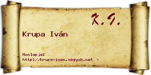 Krupa Iván névjegykártya