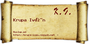 Krupa Iván névjegykártya